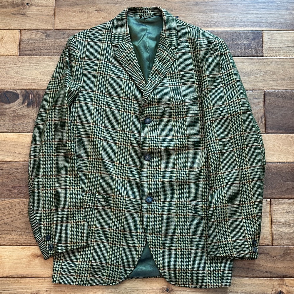 Vtg Westcott collegiate houndstooth check wool blend blazer.